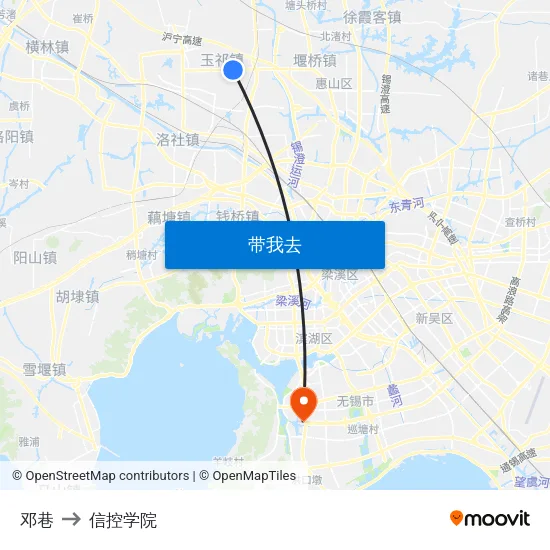 邓巷 to 信控学院 map