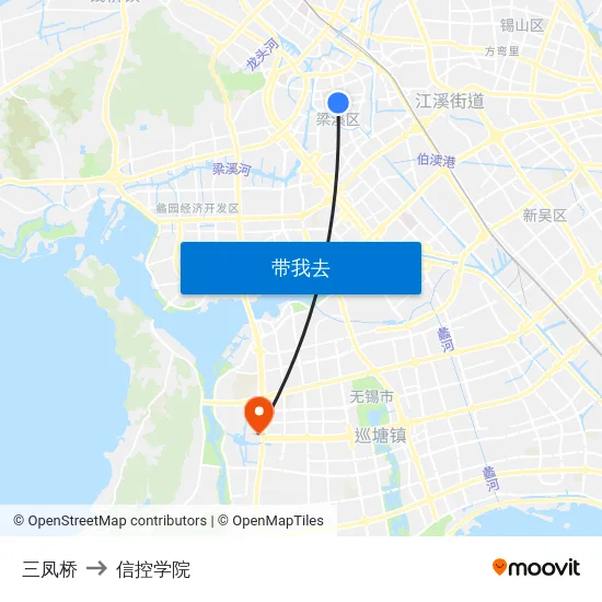 三凤桥 to 信控学院 map