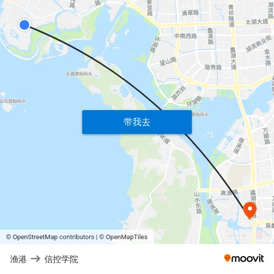 渔港 to 信控学院 map