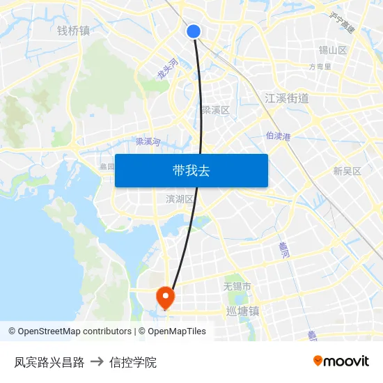凤宾路兴昌路 to 信控学院 map