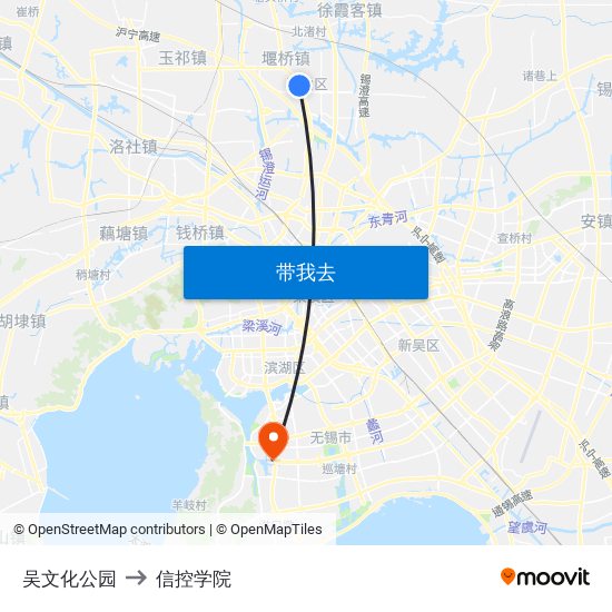 吴文化公园 to 信控学院 map