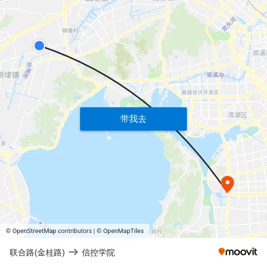 联合路(金桂路) to 信控学院 map