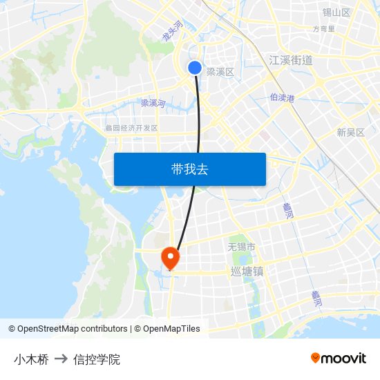 小木桥 to 信控学院 map