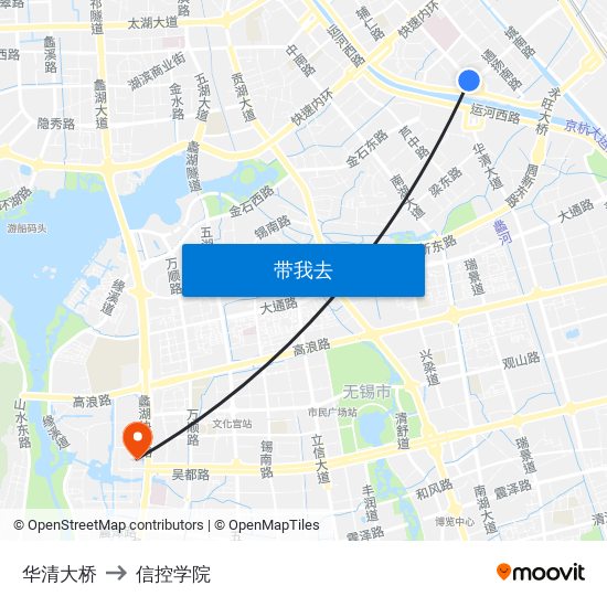 华清大桥 to 信控学院 map