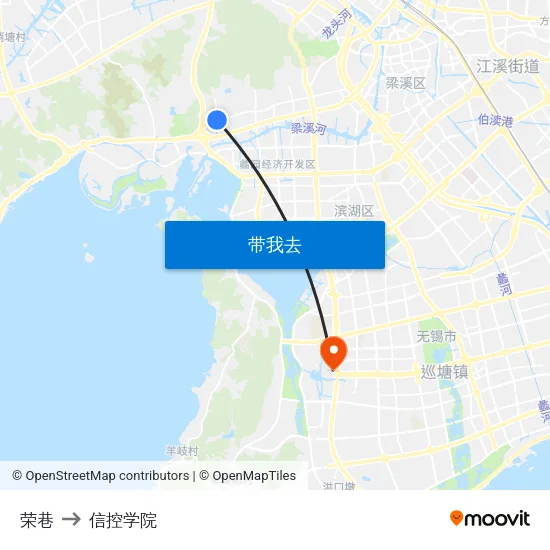 荣巷 to 信控学院 map