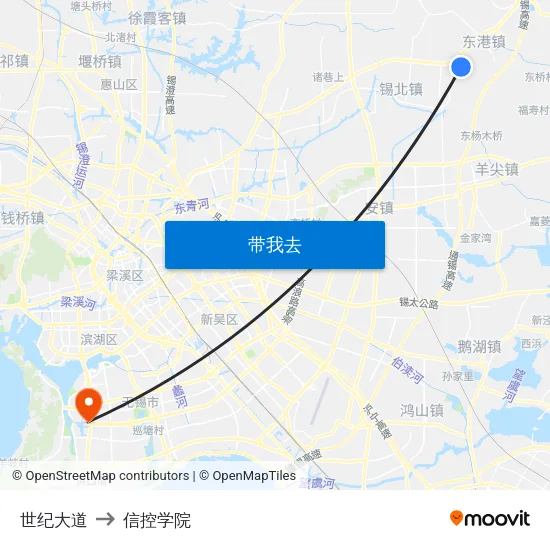 世纪大道 to 信控学院 map