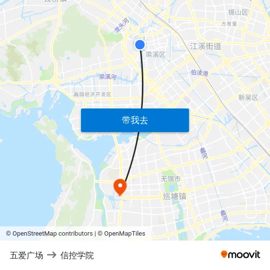 五爱广场 to 信控学院 map