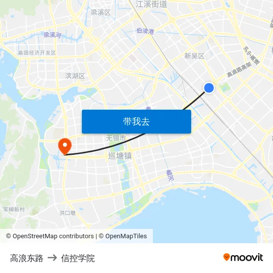 高浪东路 to 信控学院 map