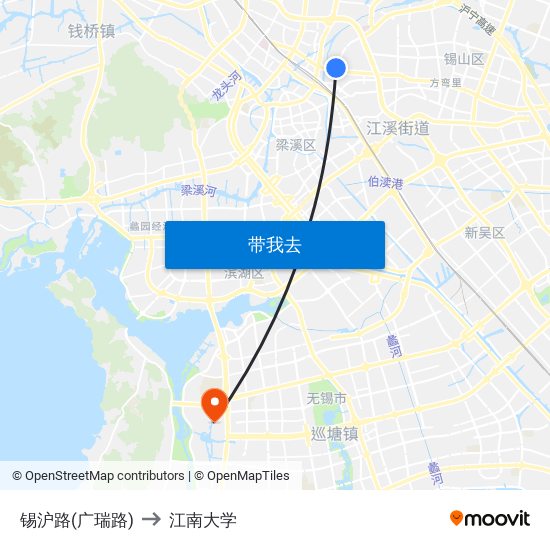 锡沪路(广瑞路) to 江南大学 map