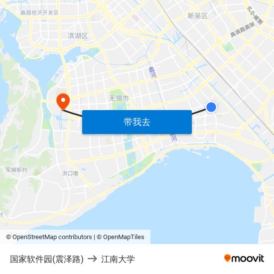 国家软件园(震泽路) to 江南大学 map