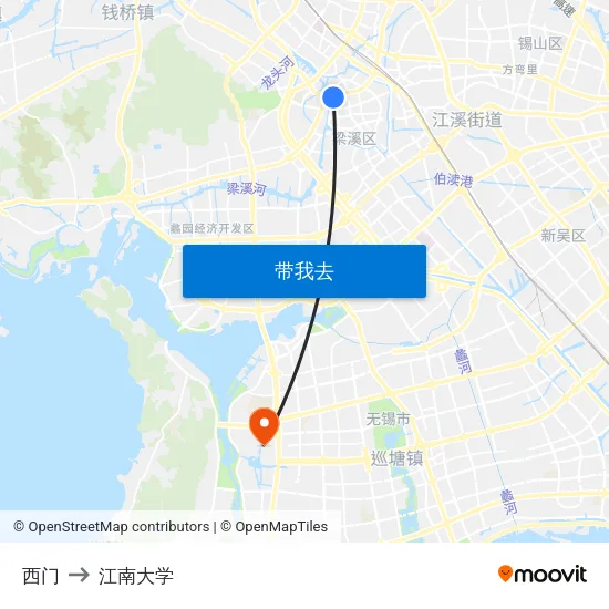 西门 to 江南大学 map