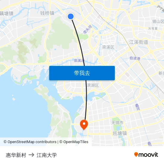 惠华新村 to 江南大学 map