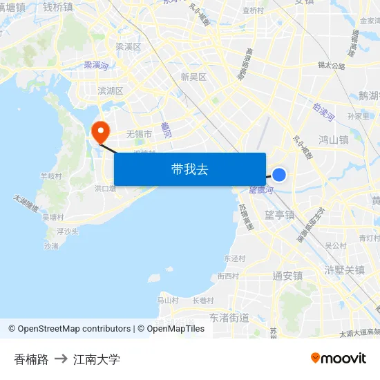 香楠路 to 江南大学 map