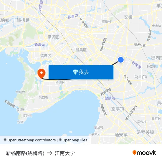 新畅南路(锡梅路) to 江南大学 map