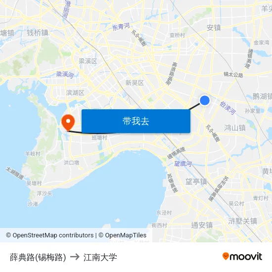 薛典路(锡梅路) to 江南大学 map