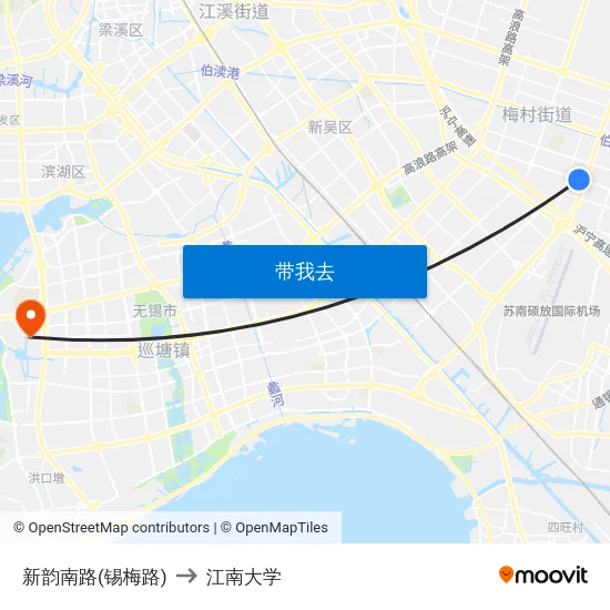 新韵南路(锡梅路) to 江南大学 map