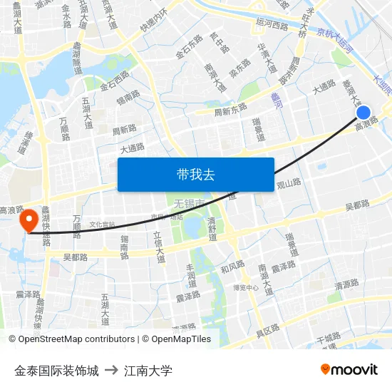 金泰国际装饰城 to 江南大学 map