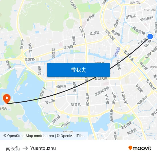 南长街 to Yuantouzhu map