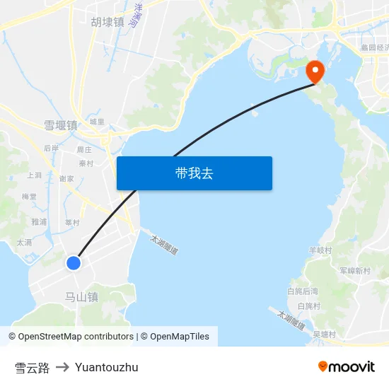 雪云路 to Yuantouzhu map
