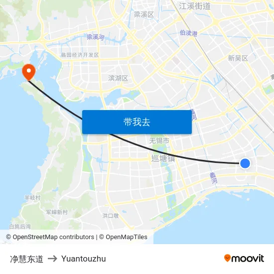 净慧东道 to Yuantouzhu map