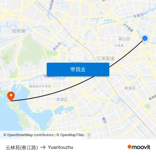 云林苑(春江路) to Yuantouzhu map