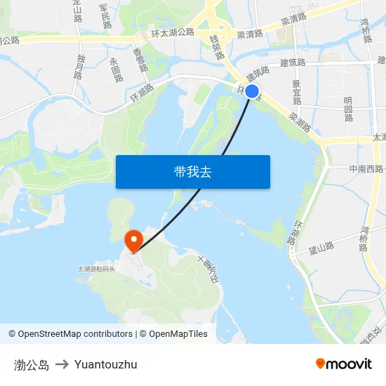 渤公岛 to Yuantouzhu map