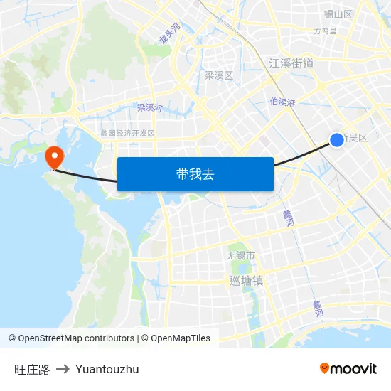 旺庄路 to Yuantouzhu map