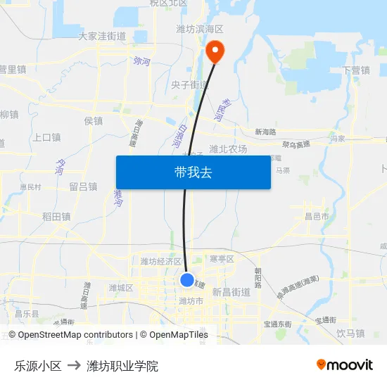 乐源小区 to 潍坊职业学院 map