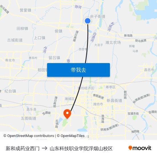 新和成药业西门 to 山东科技职业学院浮烟山校区 map