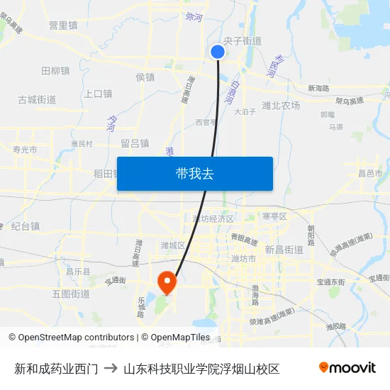 新和成药业西门 to 山东科技职业学院浮烟山校区 map