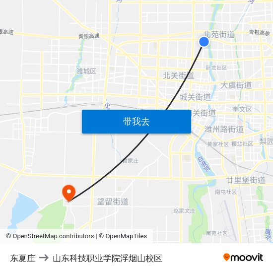 东夏庄 to 山东科技职业学院浮烟山校区 map