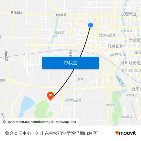 鲁台会展中心 to 山东科技职业学院浮烟山校区 map