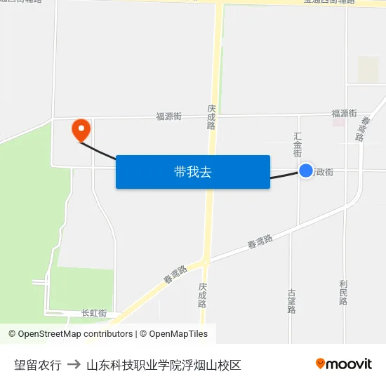 望留农行 to 山东科技职业学院浮烟山校区 map