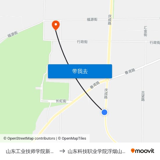 山东工业技师学院新校区 to 山东科技职业学院浮烟山校区 map