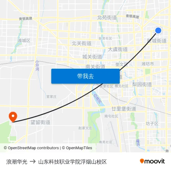 浪潮华光 to 山东科技职业学院浮烟山校区 map