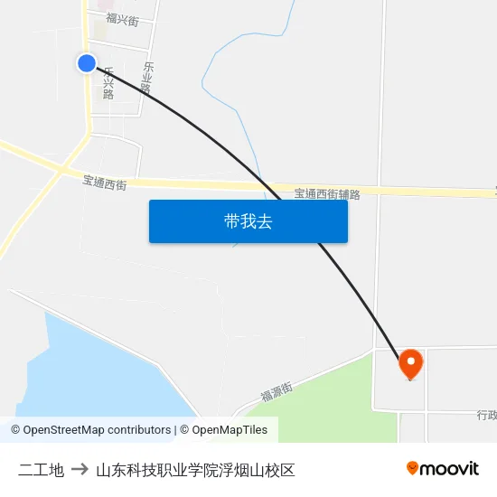 二工地 to 山东科技职业学院浮烟山校区 map