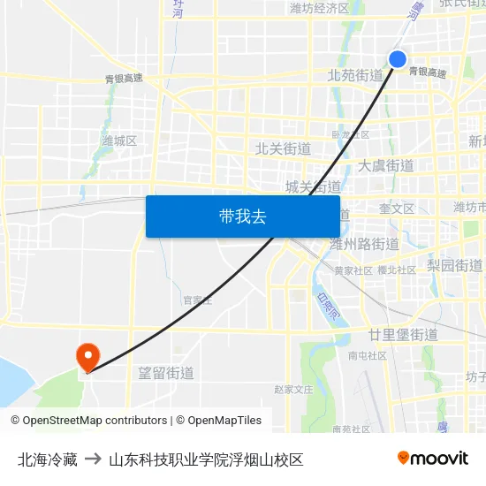 北海冷藏 to 山东科技职业学院浮烟山校区 map