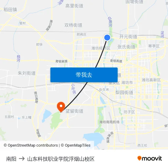 南阳 to 山东科技职业学院浮烟山校区 map