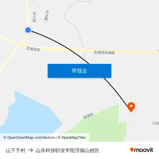 山下于村 to 山东科技职业学院浮烟山校区 map