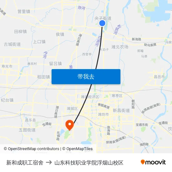 新和成职工宿舍 to 山东科技职业学院浮烟山校区 map