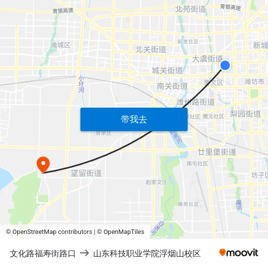 文化路福寿街路口 to 山东科技职业学院浮烟山校区 map