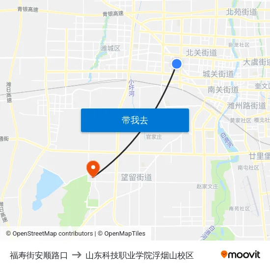 福寿街安顺路口 to 山东科技职业学院浮烟山校区 map