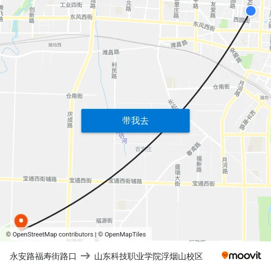 永安路福寿街路口 to 山东科技职业学院浮烟山校区 map