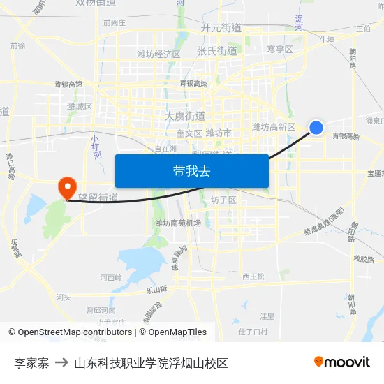 李家寨 to 山东科技职业学院浮烟山校区 map