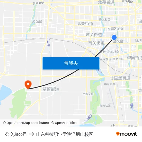 公交总公司 to 山东科技职业学院浮烟山校区 map