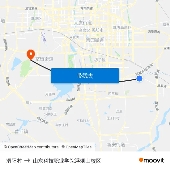 渭阳村 to 山东科技职业学院浮烟山校区 map