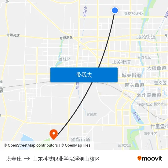 塔寺庄 to 山东科技职业学院浮烟山校区 map