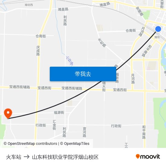 火车站 to 山东科技职业学院浮烟山校区 map
