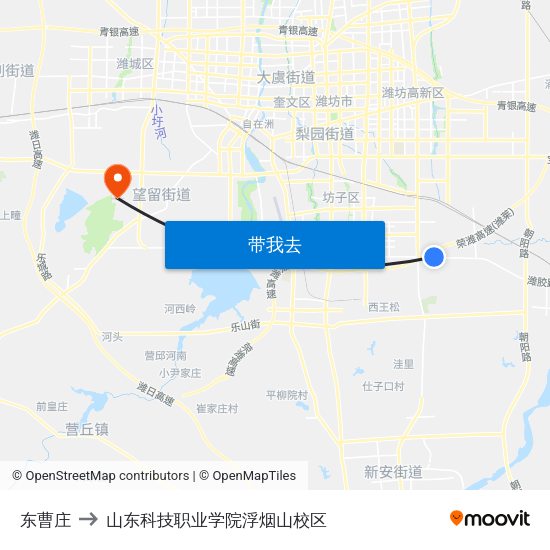 东曹庄 to 山东科技职业学院浮烟山校区 map