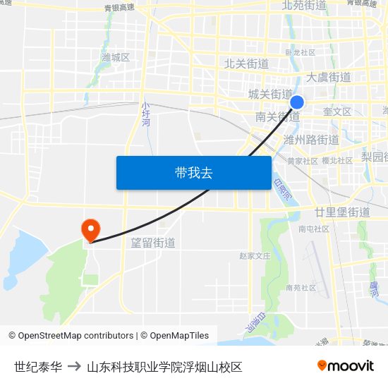 世纪泰华 to 山东科技职业学院浮烟山校区 map